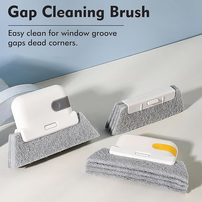 Window Cleaning Brush,Multifucation Groove Cleaning Brush for Household Use, 3 in 1 Window Sliding Door Track Cleaner, Sill, Tile Lines, Shutter, Car Vents, Keyboard, Small Spaces Clean Kit