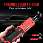 AOBEN Cordless Ratchet Wrench Kit,3/8" ratchet,40 Ft-lbs Electric Power Ratchet Set with Variable Speed Trigger,2 Packs 2000mAh Lithium-Ion Battery And Charger,83 Sockets