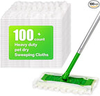 Heavy Duty Dry Sweeping Cloths Compatible with Sweeper Mop, Microfiber Duster Mop Pads Refills for Cleaning Hardwood Floor Dust and Pet Hair, Disposable (100)