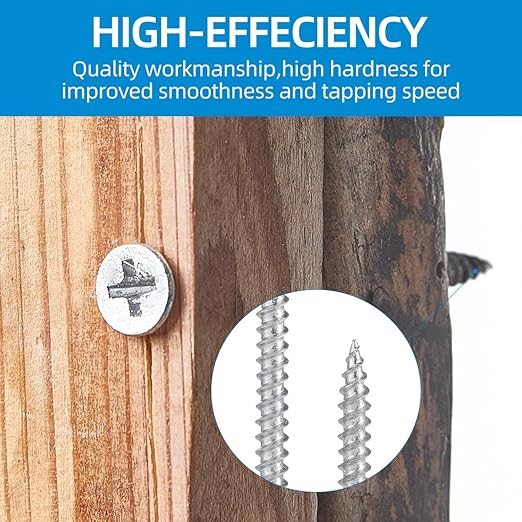 High Hardness #6 Drywall Screws Assortment Kit Wood Screws 170pcs (3/4",1",1-1/4",1-1/2",2") Phillips Drive Flat Head Self Tapping Dry Wall Screws Sheetrock Screw for Picture Hanging and metal Shelves