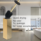 BGL Square Toilet Brush with Holder,Stainless Steel Rubber Painted Toilet Bowl Brush and Holder for Bathroom,2 Cleaner Brush Heads,Gold