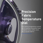 Panasonic Dry and Steam Iron with Alumite Soleplate, Fabric Temperature Dial and Safety Auto Shut Off – 1700 Watt Multi Directional Iron – NI-W950A, Purple