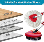 4 Pack Spin Mop Replacement Head Compatible with O Cedar EasyWring 1 Tank Microfiber, 30-58" Handle, Upgraded Triangle Mop Base and Scrub Brush Combo Set