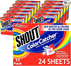 Shout Color Catchers for Laundry, Allow Mixed Washes, Prevents Color Runs and Maintains Original Clothing, 24 Count - Pack of 12 (288 Total Sheets)