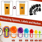 PRAKI 30 Pack Airtight Food Storage Containers for Kitchen Pantry Organizers and Storage, Plastic Kitchen Storage Canisters with Lids,Cereal, Flour & Sugar Containers - Labels, 6 Spoon & Marker