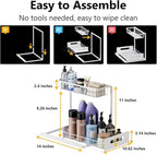 Under Sink Organizers and Storage 2 Tier Slide Out Kitchen Cabinet Organizer Sturdy Metal Bathroom Storage (White, 1 Pack)
