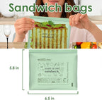 Compostable Sandwich Food Storage Freezer Bags, 80 Count | 2 Mil | 6.5 IN x 5.8 IN, Freshness Easy Open Reclosable Compost zip Bags