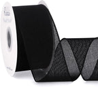 Ribbli Black Burlap Wired Ribbon, 2-1/2” Inch x Continuous 20 Yard, Black Wired Ribbon for Wreaths,Big Bows,Tree Decoration,Outdoor Decoration