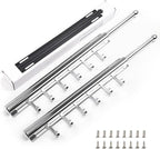 BaiNong 16.5" Valet Rod for Closet Pull Out With 6 Hooks Valet Rods for Closets (2Pack Silver) Closet Valet Rod Slide Out