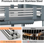 Urackify Stainless Steel Dish Drying Rack - Dish Drainer for Kitchen Counter, Extendable Drainboard with Foldable, Space-Saving Cup & Bowl Organizer, Includes Knife and Utensil Holder, Matte-Green