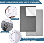 SEVENWELL Silver Polishing Cloth, Jewelry Cleaner Cloth for Sterling Silver Jewelry, Gold, Platinum, Silverware, Diamonds, Gemstones, Coins (2pcs Dark Gray and 2pcs Light Gray (Large))