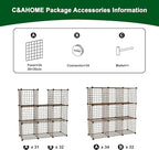 C&AHOME Wire Cube Storage, 9 - Cube Organizer Metal C Grids, Modular Shelves Units, Closet Organizer, Ideal for Home, Office, Living Room, 36.6”L x 12.4”W x 48.4”H, Brown UWCS3009R