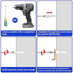 #8 x 1-1/2" Self Drilling Plastic Drywall Anchors Screws (50 Anchors+50 Screws), No Pre Drill Hole Required, Hold Up to 75 Lbs
