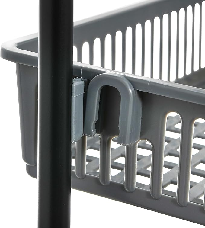 Household Essentials Household Essentials Over the Door Basket Storage Rack, Gray and Black