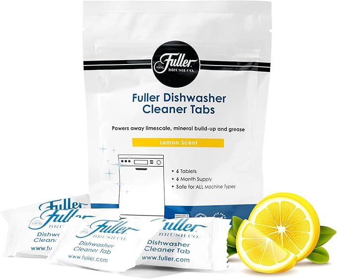 Fuller Dishwasher Cleaner Tabs – Lemon Scent – Eliminates Limescale, Grease & Odors – Septic Safe, Compatible with All Dishwasher Types – (Pack of 2)