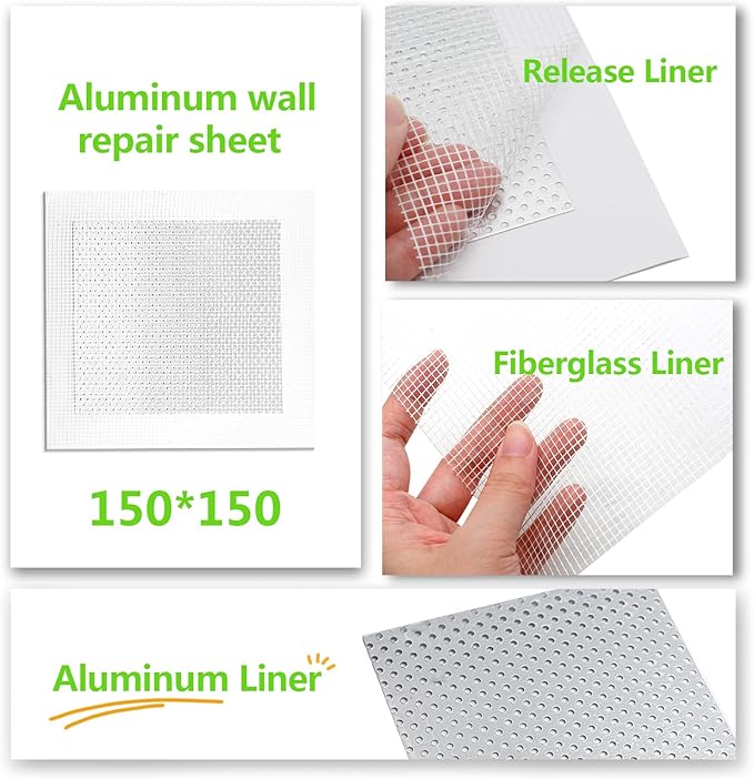 14pcs Drywall Repair Patch, 6" x 6" Drywall Patch Self Adhesive Aluminum Wall Repair Patch Kit