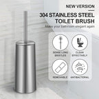 Toilet Brush and Holder, 2 Pack Toilet Brush with 304 Stainless Steel Long Handle, Toilet Bowl Brush for Bathroom Toilet-Ergonomic, Elegant,Durable (Silver)