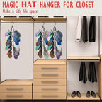 Hat Organizer for Closet, Collapsible Caps Rack with 10 Rotatable Large Hooks, Holds Up to 40 Baseball Caps, Metal Space Saving Hat Hanger for Display, Storage and Closet Organizers, Black