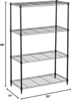 Displays By Jack 4 Tier Wire Shelving Unit Storage Rack, Metal Heavy Duty Utility Organization Units for Products Plant Standing Shelf, Pantry, Garage, Shelf Stand, Black, 14" W x 30" L X 48" H