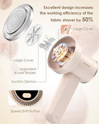 Fabric Shaver Fuzz Remover Rechargeable, HOMEASY Electric Lint Remover Shaver with 3 Blades & LED Digital Display, Sweater Couch Fabric Pill Shaver for Sweater, Couch, Furniture