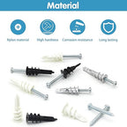 Dry Wall Anchors and Screws Kit, 200PCS Self Drilling Wall Anchors and Screws for Drywall,Sheetrock,Hollow Door,Plaster Wall - Zinc Metal & Nylon Plastic Assortment Drywall Anchors and Screws Kit
