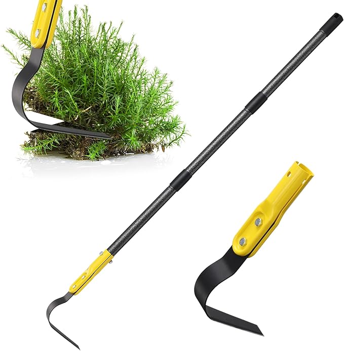 Garden Hoe Tool, 77 Inch L Shaped Hoe Garden Tools with Adjustable Long Handle for Weeding, Loosening Soil,Trenching, Heavy Duty Crack Crevice Weeding Hoe Hand Garden Tools for for Gardening Planting