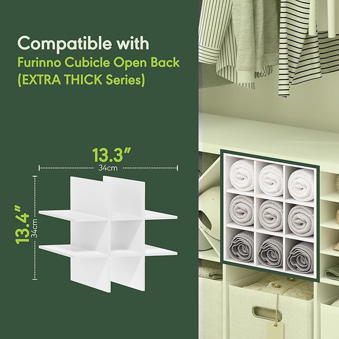 Furinno Cubicle 9-Compartment Bottle Storage Cube Organizer Insert (Does not fit IKEA Kallax Shelving), White