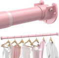 Supforce Closet Rods for Hanging Clothes, 17 to 99 Inches Stepless Adjustable Metal Closet Rod, 1.3 Inches Heavy Duty Clothes Hanging Rod for Closet Wardrobes Laundry RV, Pink