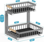 1 Packs 2 Tier Grey Under Sink Organizer,Under Sink Organizers and Storage, Slide Out Pull Out Cabinet Organizer Shelf, Metal Sliding Drawer for Kitchen Bathroom Cabinet Organization Rack