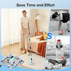 Electric Spin Scrubber, Dreazu IPX7 Bathroom Scrubber with 7 Replaceable Brush Heads & Retractable Handle, 2-Speed Adjustable Spin Scrubber for Bathroom, Bathtub, Kitchen, Tile Floors（Green）