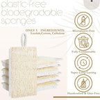 Sliner 12 Packs Natural Kitchen Sponges Compostable Dish Sponges Loofahs Cellulose Scrubbers for Dishes, Biodegradable Non Scratch Cleaning Power for Kitchen Bathroom Household