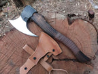 Kacha Store | custom handmade Viking medieval Axe with Viking gift,Hand Axe,Viking Gifts for Men,Camping Tomahawk,Bearded,Valhalla Axe with Leather Sheath (Battle axe) (Battle)