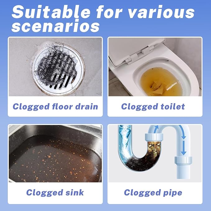 Pipe Drain Cleaner Powder Powerful, Pipeline Dredging Agent 350ml Pipe Clog Remover, Kitchen and Toilet Drain Cleaning Agent
