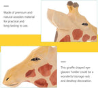 Housoutil Giraffe Shaped Eyeglasses Stand Wooden Desktop Eyewear Organizer Display Rack for Sunglasses Storage Home Office Decor