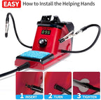 YIHUA 926 III 110W Soldering Iron Station Kit with LED Display, 2 Helping Hands, 3 Extra Iron Tips, 35g Lead-Free Solder, Solder Sucker, S/S Tweezers, °C/°F Conversion, Calibration & Sleep Features