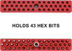 Mayouko 1/4" Magnetic Hex Bit Holder Rack Organizer, 43 Holes, 1/4-Inch Drill Bit Holder, Red, 2 Racks, Magnetic Bit Holder with Magnet Base for Screwdriver Bits