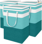 BlissTotes 3-Pack Laundry Basket, Freestanding＆Waterproof Laundry Hamper, Collapsible Tall Clothes Hamper with Easy Carry Handles for Clothes, Towels in the Family and Dorm,Gradient Green,88L