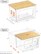 Trash Bag Dispenser Holder - 2 in 1 Clear Acrylic Plastic Garbage Bags Container With Bamboo Lid Storage Box for Kitchen Pantry Laundry Room Organization, Large Trash Bag Organizer Under Sink