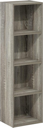 Furinno Luder Bookcase / Book / Storage, 4-Tier Cube, French Oak
