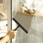Shower Squeegee for Glass Doors,12-Inch Shower Glass Squeegee, Matte Black Shower Squeegee for Shower Doors,Mirror,Windows, with Shower Door Hook and Adhesive Hook