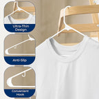 SereneLife Plastic Hangers 30 Pack - Space Saving Clothes Hanger - Durable & Strong Closet Organizers and Storage with Built-in Strap Hooks - Essential for Shirts, Pants, Skirts & Coats (White)