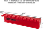 OEMTOOLS 22514 Magnetic Wrench Holder and Tool Organizer, Magnet Holds Up To 10 Wrenches To Most Metal Surfaces, SAE and Metric, 9.25 Inch Magnetic Tool Holder For Shop Or Garage, Red