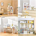 6 Pack Closet Organizers and Storage,Clear Stackable Plastic Storage Bins with Lids Magnetic Doors,Clothes Organizers and Storage,Plastic Craft Containers for Wardrobe Kitchen Bathroom Office