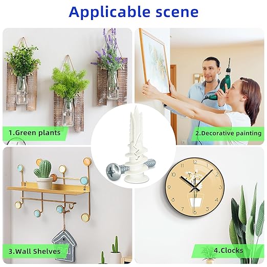 #8 x 1-1/2" Nylon Self-Drilling Drywall Anchors with Screws (100 Anchors+100 Screws), No Pre Drill Hole Required, Hold Up to 75 Lbs