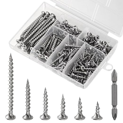 #6 410 Stainless Steel Fastener Drywall Screws Kit-Phillips with coarse Threaded tip, Suitable for Drywall Slate, Wood, etc.