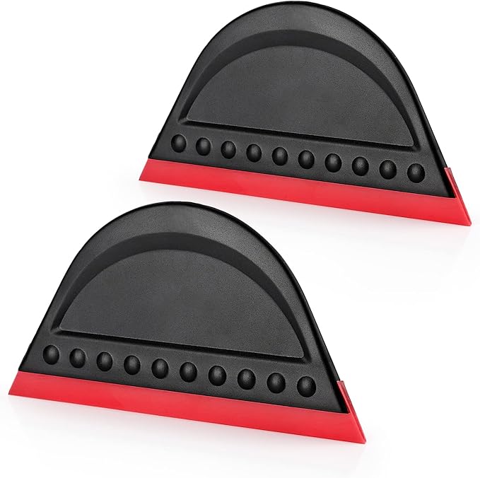 FOSHIO 2 Pack Black Mini Squeegee for Vinyl, Window Tint Car Film Wrap, Sign Making, DIY Crafting, Wallpaper Smoothing Tool, Squeegee for Window Cleaning for Car Windshield, Window, Mirror, Glass Door