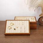 Oirlv Solid Wood Multifunctional Ring Earrings Studs Bangle Jewelry Organizer Tray Jewelry Drawer Organizer(Creamy-white)