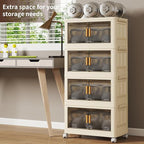 4 Tier Stackable Plastic Storage Bins with Lids 48QT, Collapsible Closet Organizers and Storage with Wheels for Living Room,Office,Dorm