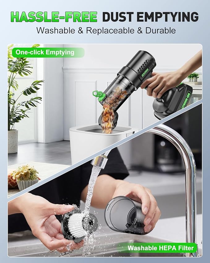 Handheld Car Vacuum Cleaner Cordless 18000PA, 2 in 1 Air Duster & Vacuum Cleaner, High Power Portable Handheld Vacuum with Detachable Battery, Hand Held Vacuum Rechargeable for Car, Home, Office, Pet