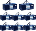 VENO 8 Pack Moving Bags Extra Large Storage Bags for College Move-In, Heavy-Duty Storage Totes, Packing Boxes, and Wardrobe Moving Supplies - Durable Laundry Bags for Clothes (Blue w/Window, 8 Pack)